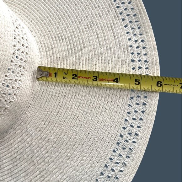 Nine West Soft White Wide-Brim Straw Floppy Summer Sun Travel Beach Pool Hat - Picture 6 of 13